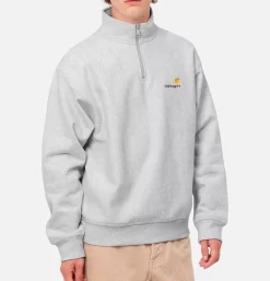 CARHARTT WIP Sweats & Polaires<American Script Half Zip Ash Heather