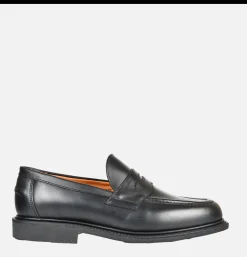 Homme SANDERS Mocassins<Black Leather Pull Up Penny