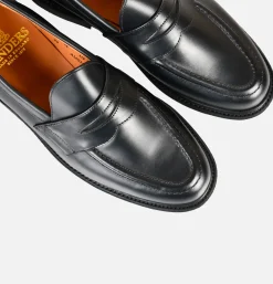 Homme SANDERS Mocassins<Black Leather Pull Up Penny