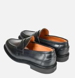 Homme SANDERS Mocassins<Black Leather Pull Up Penny
