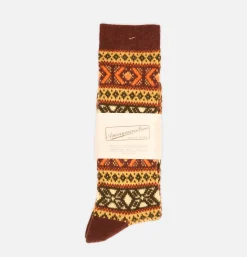 Homme ANONYMOUS ISM Chaussettes<Chaussette Wool Jacquard Brown