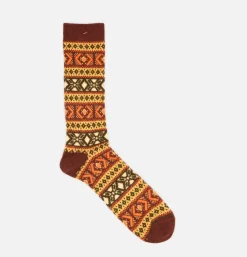 Homme ANONYMOUS ISM Chaussettes<Chaussette Wool Jacquard Brown