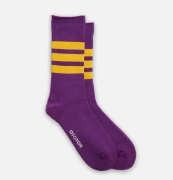 Femme ROTOTO Autres|Chaussettes<Chaussettes Fine Pile Striped Crew Violet