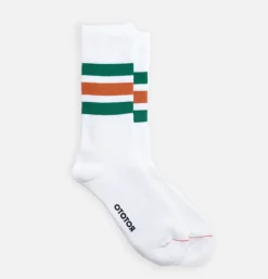 Femme ROTOTO Autres|Chaussettes<Chaussettes Fine Pile Striped Crew Vertes