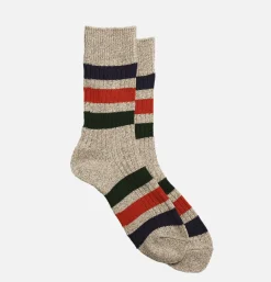 Homme ROTOTO Chaussettes<Chaussettes Park Stripe Beige