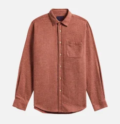 PORTUGUESE FLANNEL Chemises<Chemise Abstract Pied De Poule Clay
