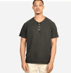 GOOD ON T-shirts<Henley Tee Black