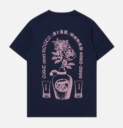 EDWIN T-shirts<T-shirt Sake And Roses Navy