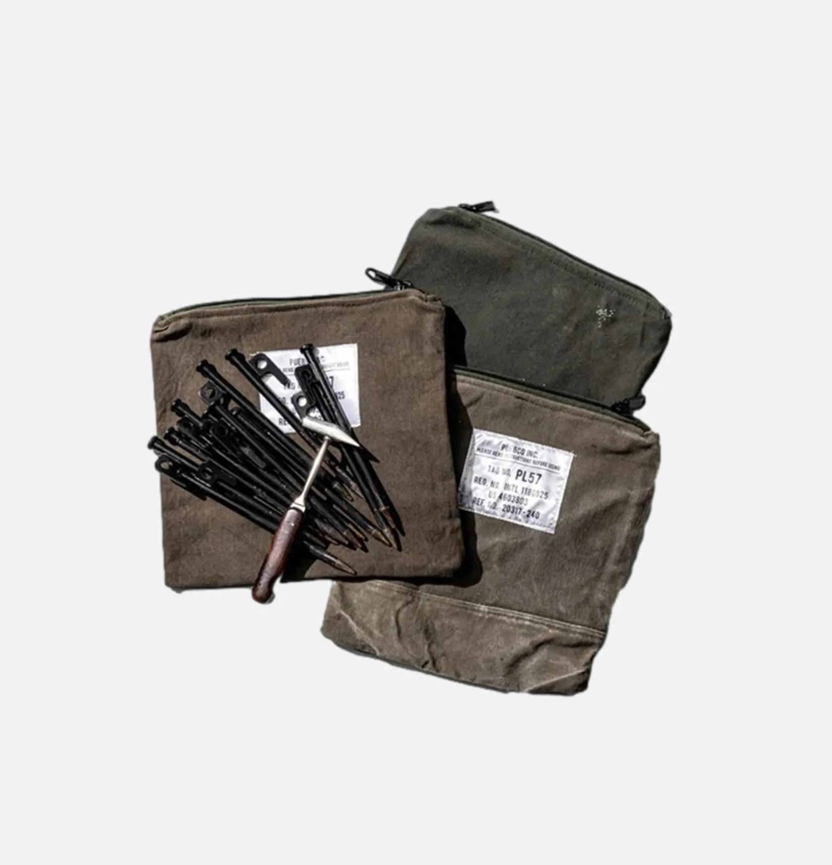 PUEBCO Petite Maroquinerie<Vintage Material Pouch Olive