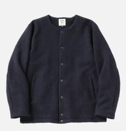 JACKMAN Vestes<Wool Collarless Jacket Navy