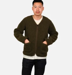 COLDBREAKER Sweats & Polaires<Zip Up Vee Cardigan Khaki
