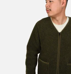 COLDBREAKER Sweats & Polaires<Zip Up Vee Cardigan Khaki